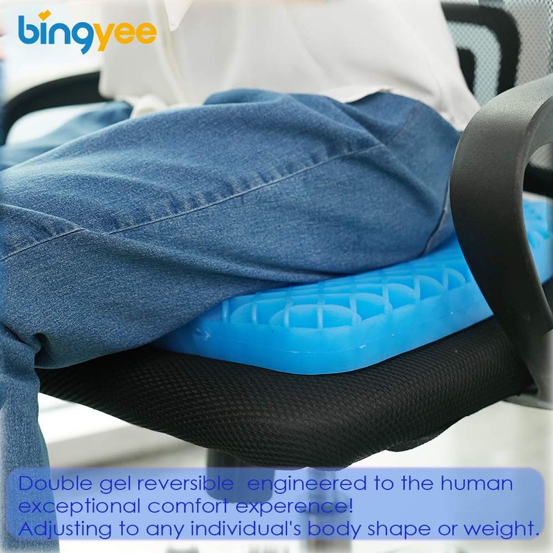 bingyee Gel Seat Cushion 1.8 Inch Thick Seating Pad Orthopedic Chair Cushions for Pressure Relief Gel Pads for Office Chair, Car, Home, Wheelchair, Kayak Cushion, Stadium Cushion - Image 3